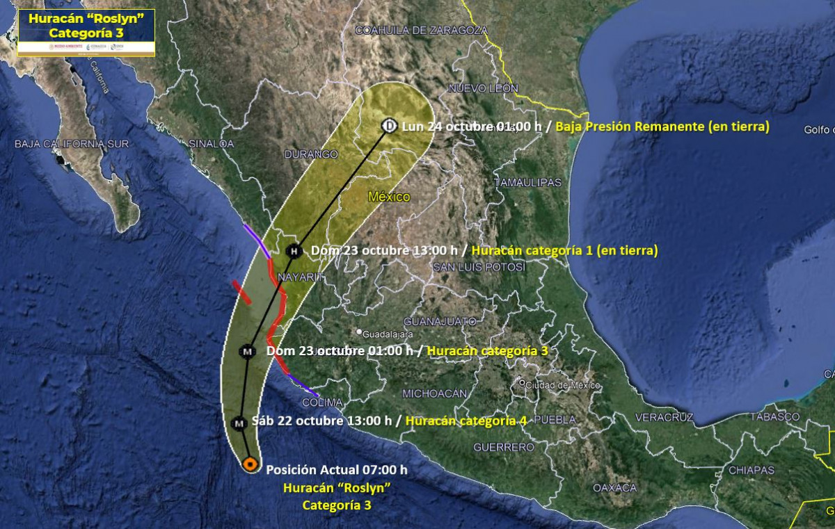 Huracán “Roslyn” amenaza a Sinaloa y Nayarit