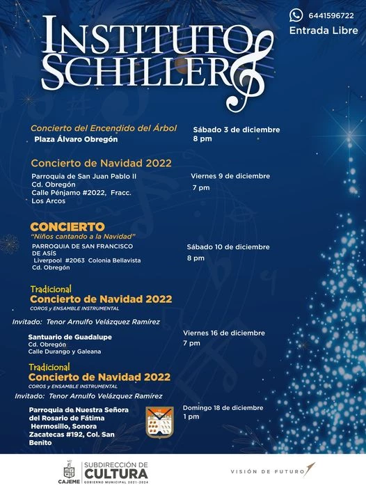 Invita Cultura Municipal a gira de conciertos navideños del Instituto Schiller