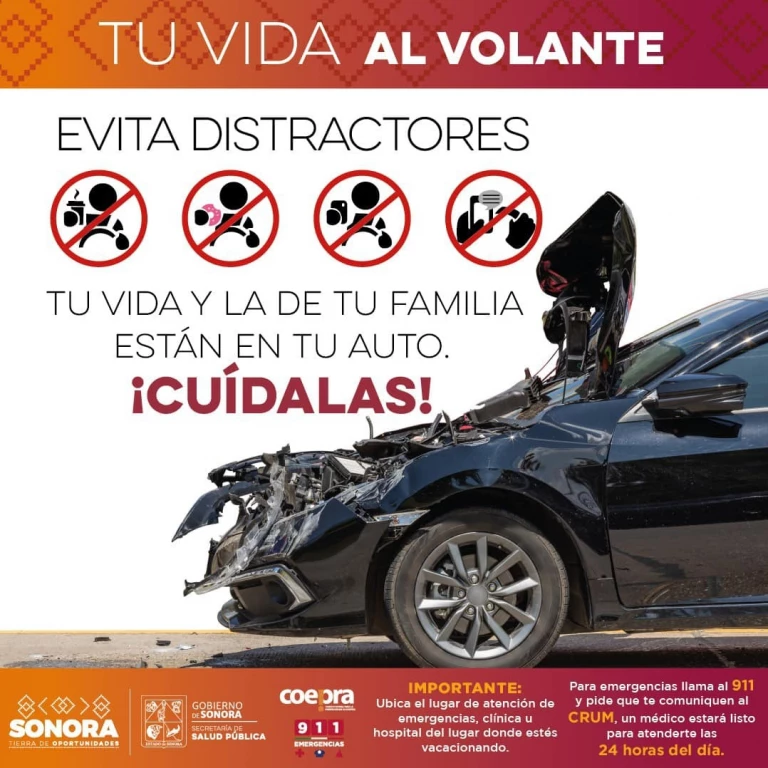 Evitar usar distractores al manejar, previene accidentes: Salud Sonora