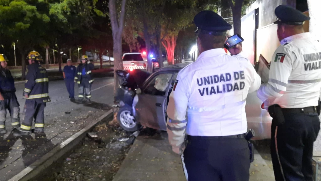 Automóvil choca contra árbol frente al Zoológico, al parecer el conductor iba bajo los efectos de el Alcohol
