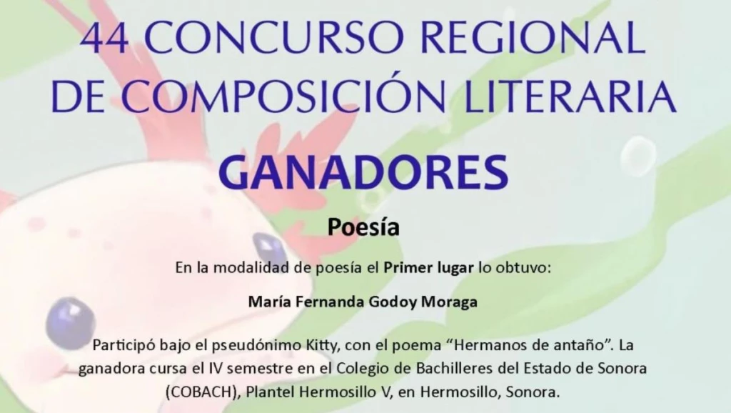 Gana alumna de Cobach Sonora primer lugar en poesía en concurso regional
