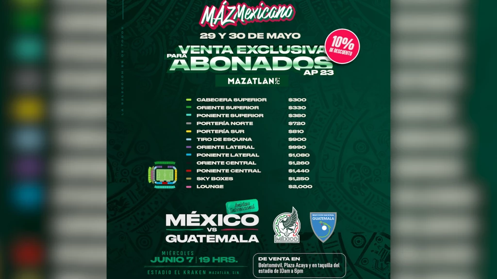 Salen a la venta los boletos del México vs Guatemala en el Kraken