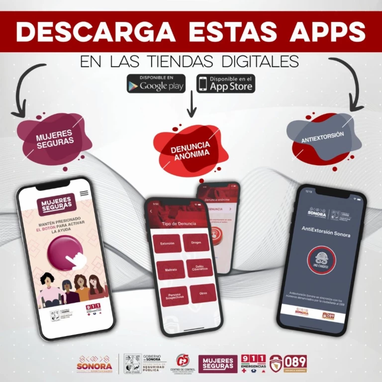Aplicaciones Antiextorsión Sonora, Mujeres Seguras y 089 coadyuvan en la prevención de delitos: Secretaría de Seguridad
