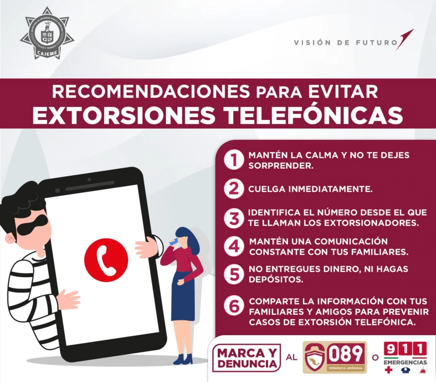 Emite la SSPM recomendaciones para no ser víctima de extorsión telefónica