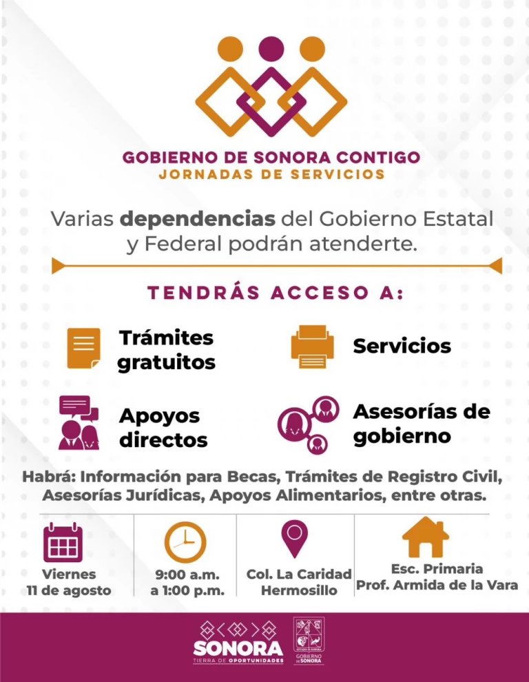 Gobierno de Sonora invita a hermosillenses a jornada de servicios gratuitos