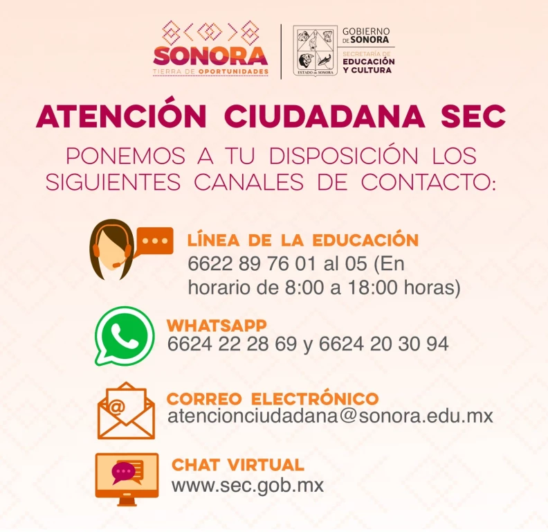 Reforzará SEC Sonora atención ciudadana durante el regreso a clases