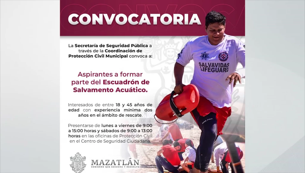 Protección Civil en Mazatlán lanza convocatoria para contratar personal como salvavidas en las playas