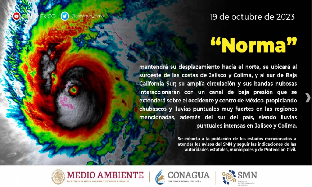 Huracán Norma posiblemente impacte a Sinaloa: SMN