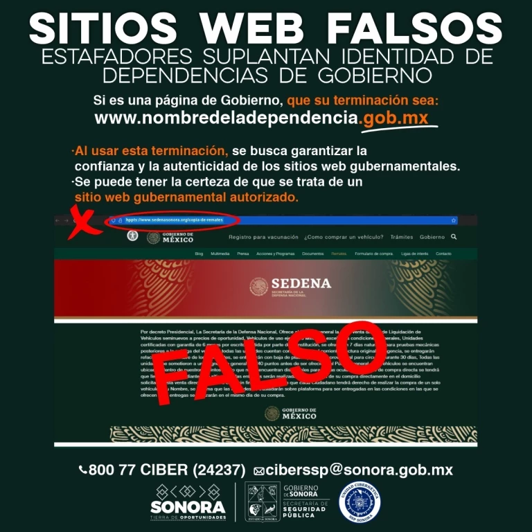 Logra Unidad Cibernética de Sonora baja de sitio web por suplantar identidad de Sedena