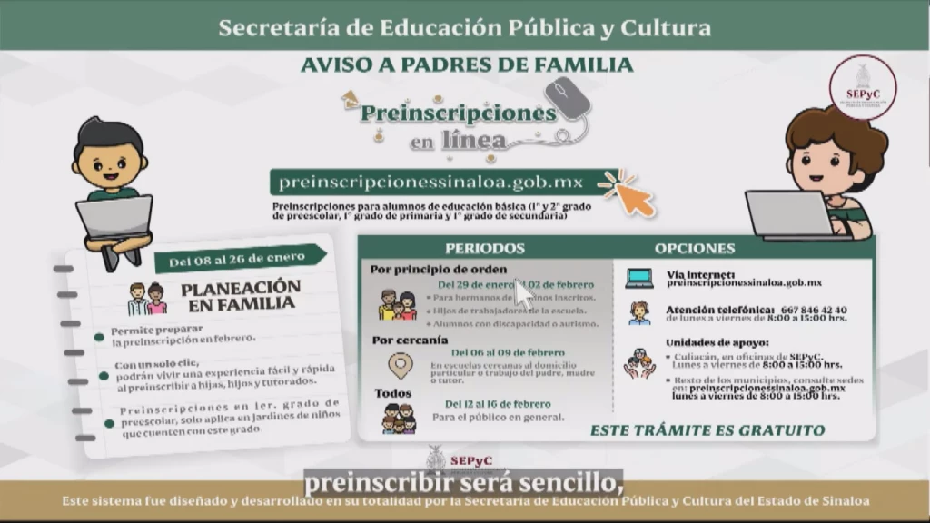 Ya existe calendario para las preinscripciones en línea