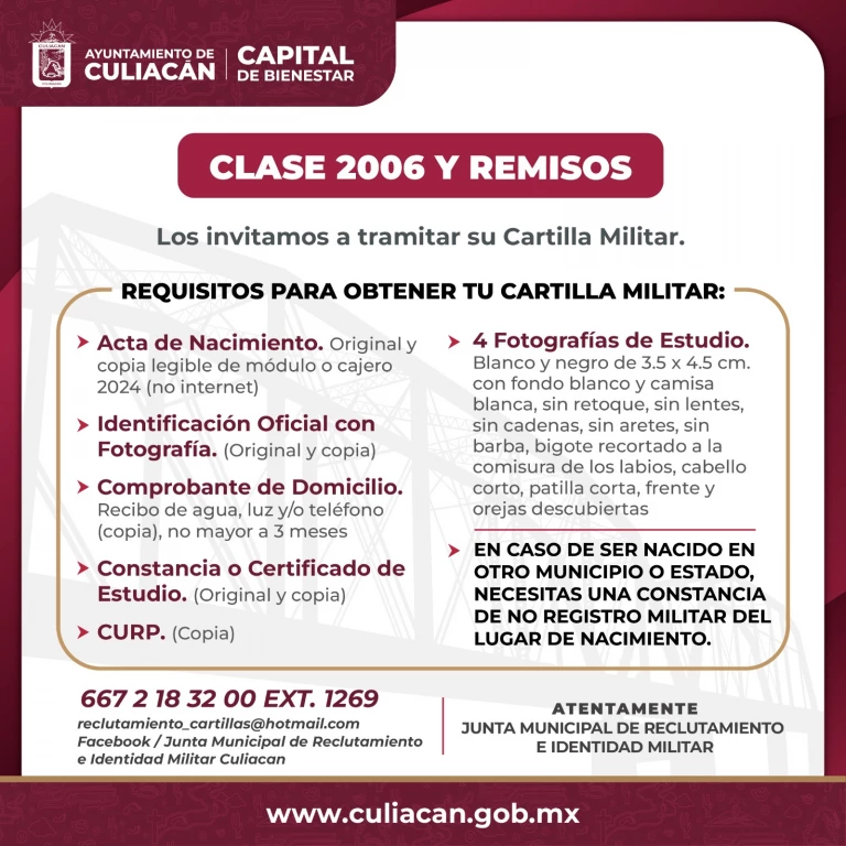 Trámite de cartilla militar para jóvenes nacidos en 2006