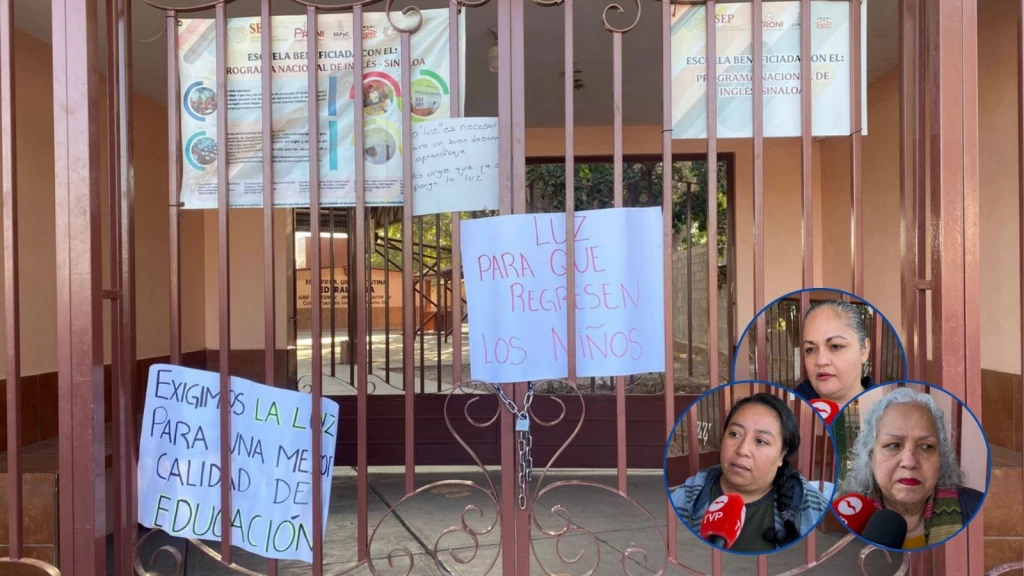 Madres de familia se manifiestan en la escuela primaria federalizada de la colonia Laureles en Los Mochis