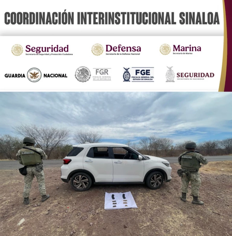 En La Higuera, aseguran vehículo robado con municiones