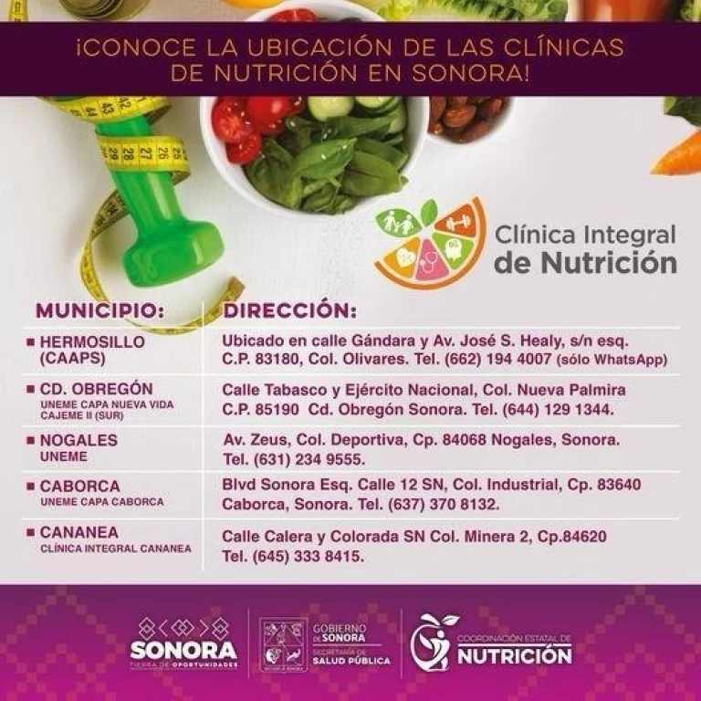 Promueve Gobierno de Sonora alimentación saludable y clínicas gratuitas de nutrición