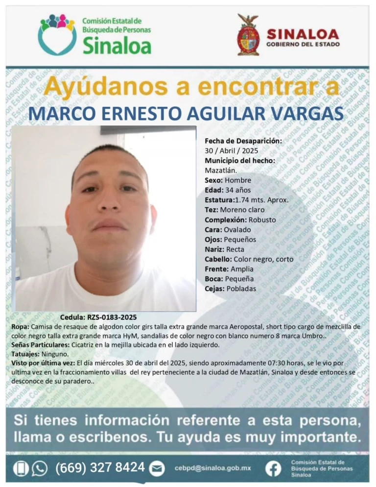 Elemento de Tránsito Municipal de Mazatlán se encuentra desaparecido desde el 30 de abril
