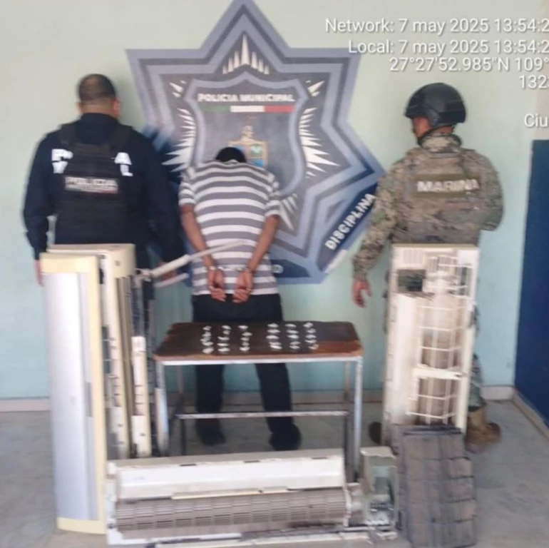 Detienen en Cajeme a sujeto con droga y presunto equipo robado de preescolar