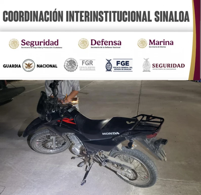 Grupo Interinstitucional recupera motocicleta robada en Culiacán