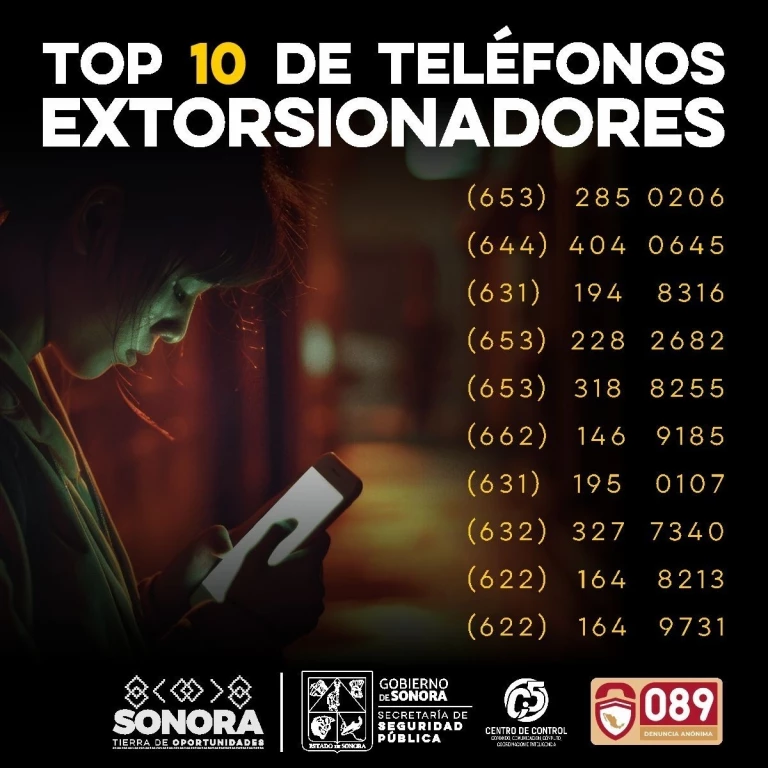 Exhorta Gobierno de Sonora a no responder llamadas de números identificados como extorsionadores