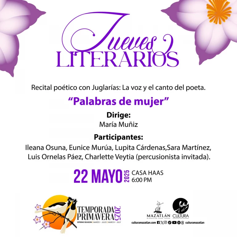 Este “Jueves Literario” se presentará el recital “Palabras de Mujer”