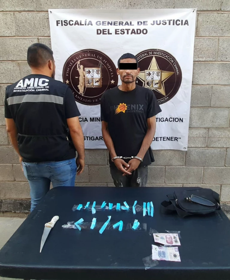 Captura AMIC a sujeto en posesión de droga en Hermosillo