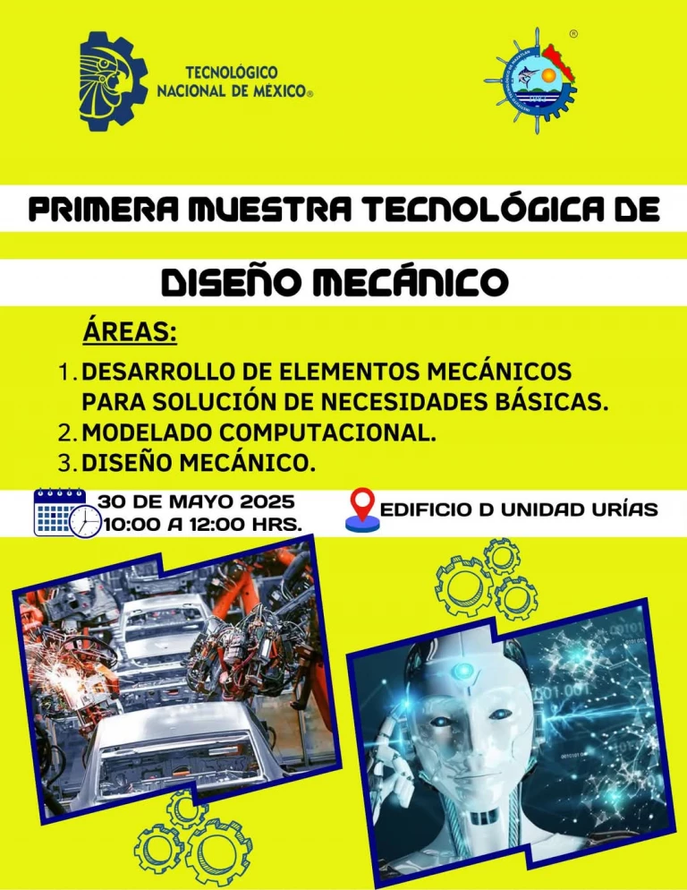 El Instituto Tecnológico de Mazatlán invita a la comunidad a su primera muestra de diseño mecánico