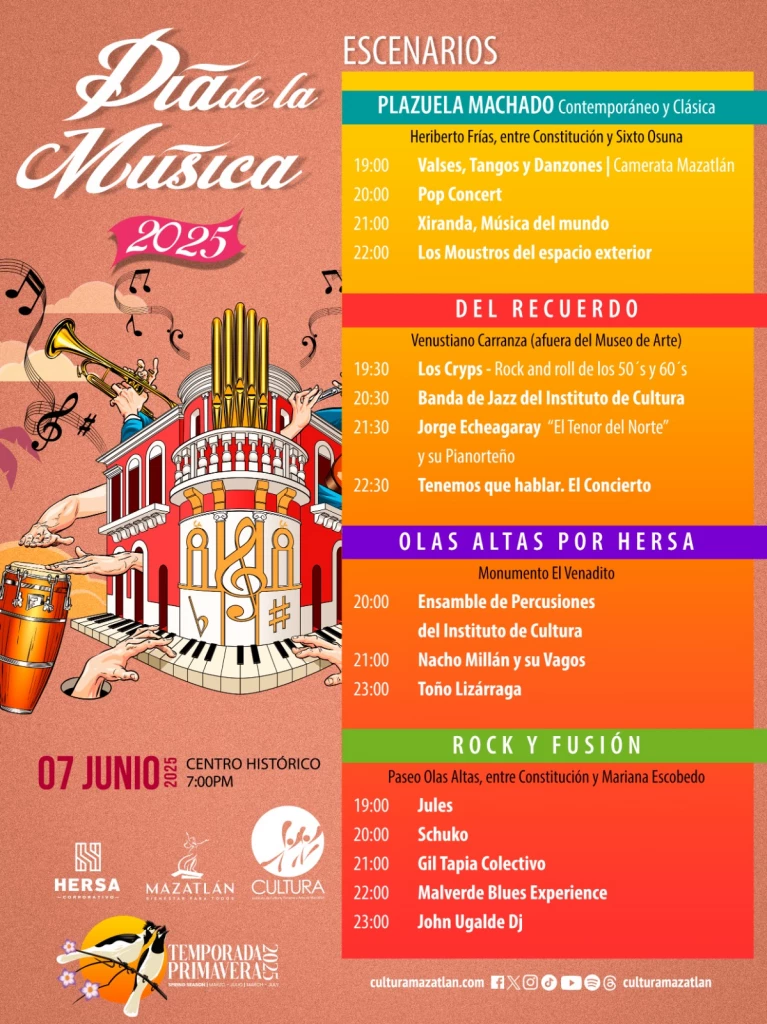 Mazatlán celebrará el veintiún aniversario del Día de la Música edición 2025