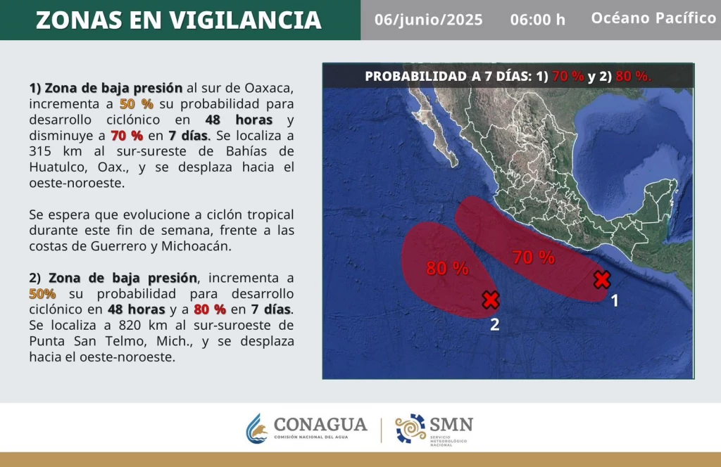 Fenómenos en el Pacifico podría convertirse en depresión tropical