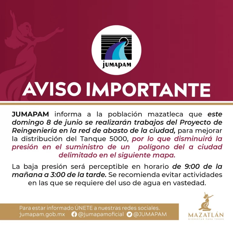 Trabajos en el Tanque 5000 causarán baja presión en Mazatlán