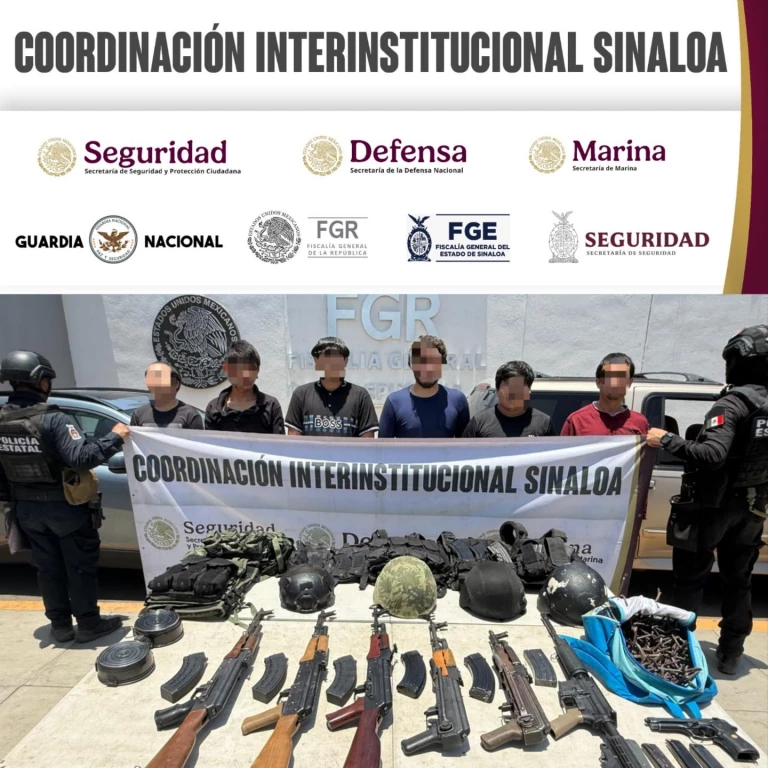 Detienen a seis hombres con armamento en Culiacán