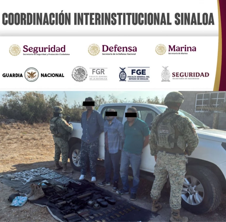 Detienen a 3 civiles con armas en Culiacán 