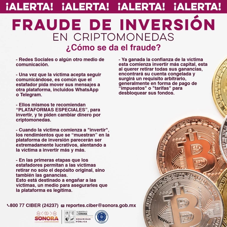 Gobierno de Sonora previene por nueva modalidad de fraude en plataformas de inversión en criptomonedas