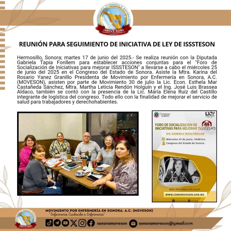 Diputada Gabriela Tapia encabeza reunión de seguimiento a la iniciativa de reforma a la Ley 38 de Isssteson