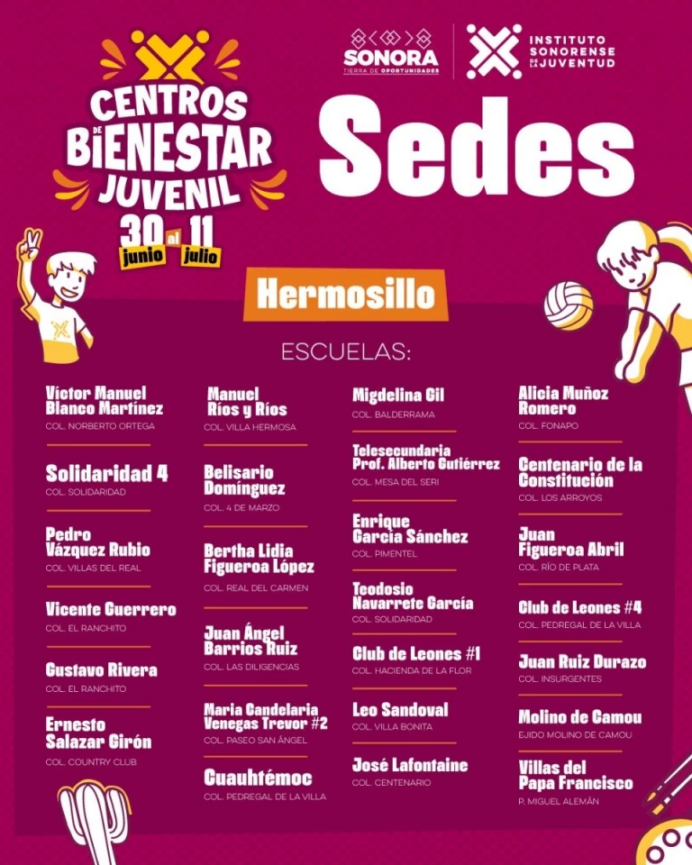 Gobierno de Sonora lanza los Centros de Bienestar Juvenil Verano 2025
