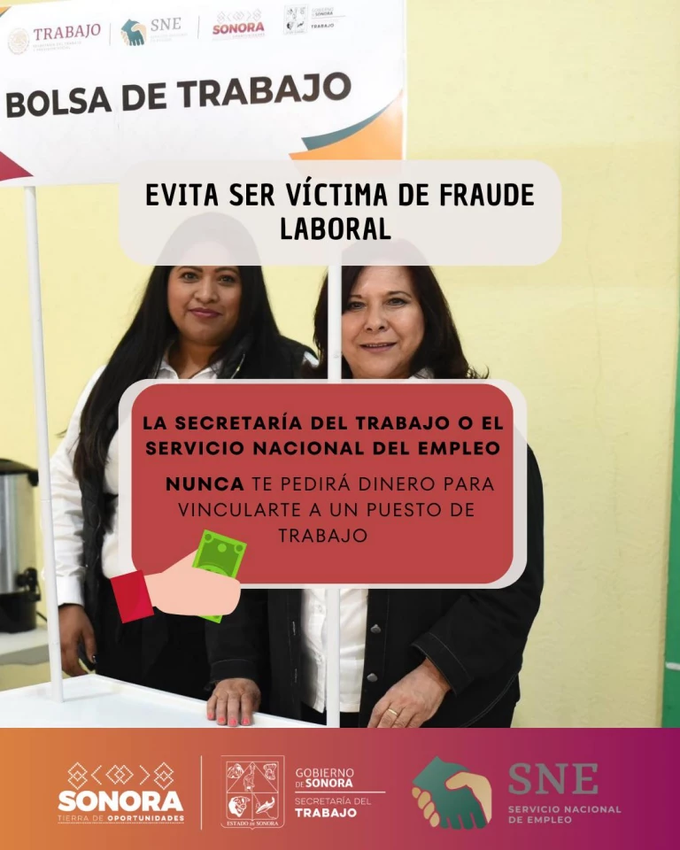 El Gobierno de Sonora alerta sobre fraudes laborales