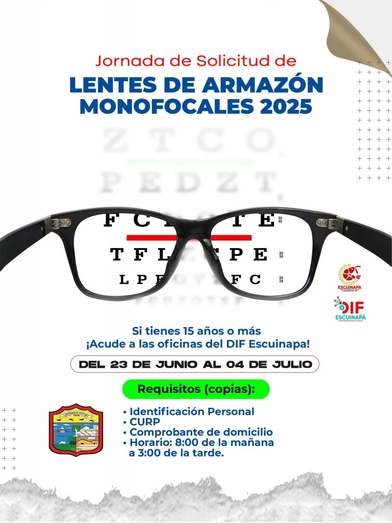 DIF Escuinapa invita a la ciudadanía a realizar la solicitud de lentes monofocales