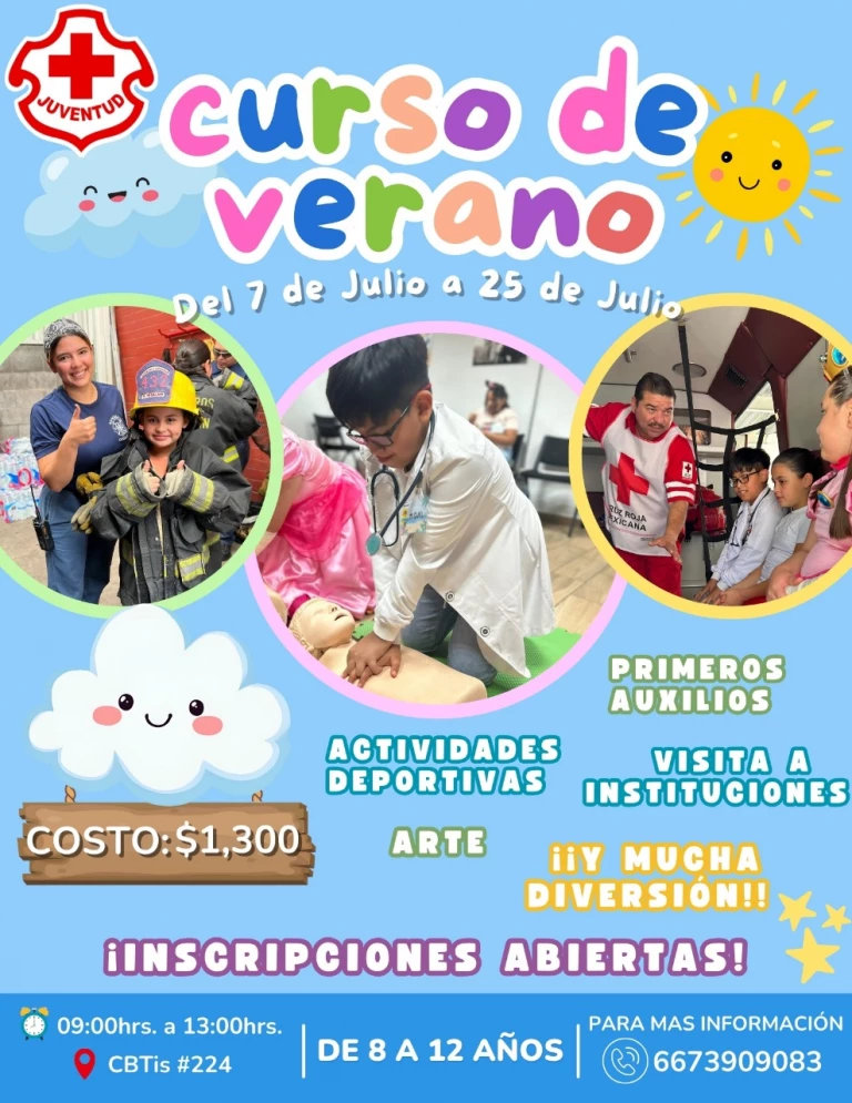 Cruz Roja Culiacán realizará cursos de verano