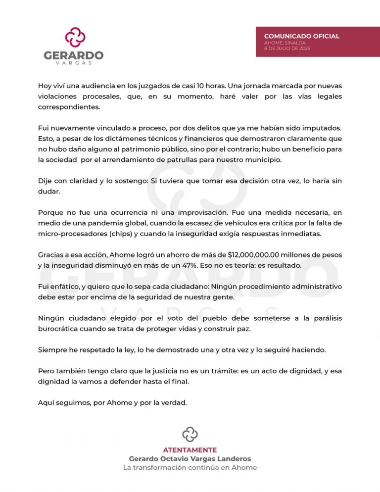 "Defender la seguridad no es delito": Ex alcalde de Ahome