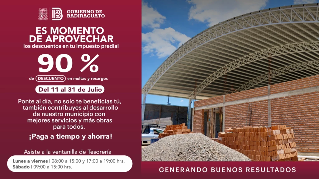 Ayuntamiento de Badiraguato arranca el verano con descuentos en multas y recargos del impuesto predial