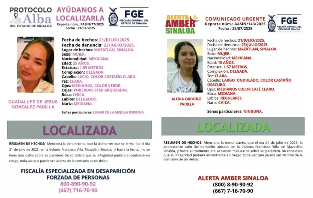 Localizan a dos de las cuatro jóvenes desaparecidas el pasado lunes en Mazatlán