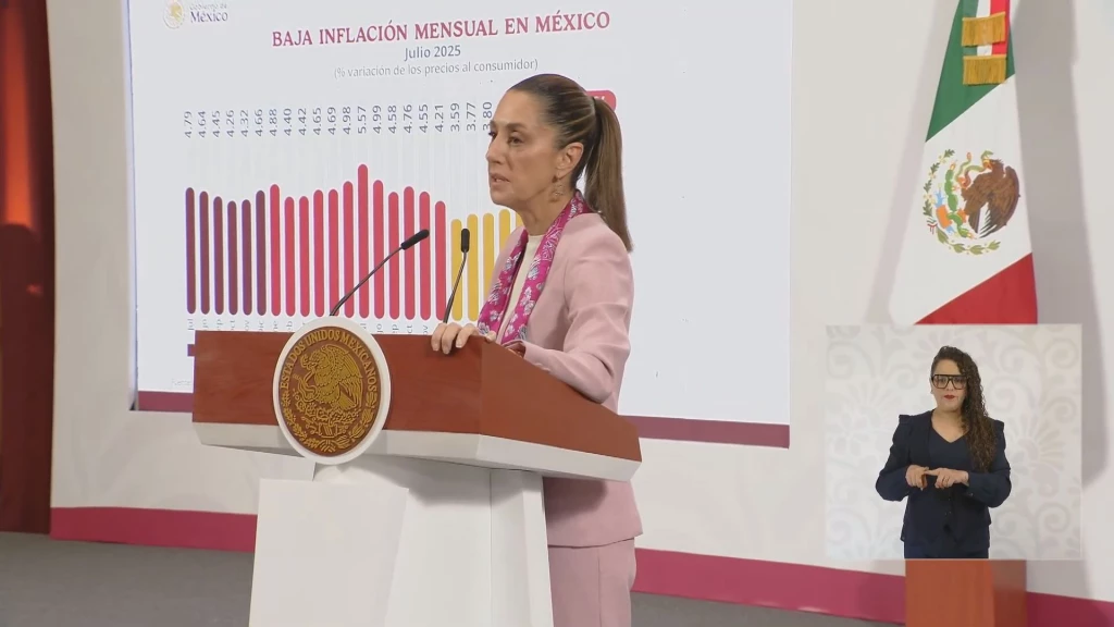 Sheinbaum celebra que inflación haya bajado en julio