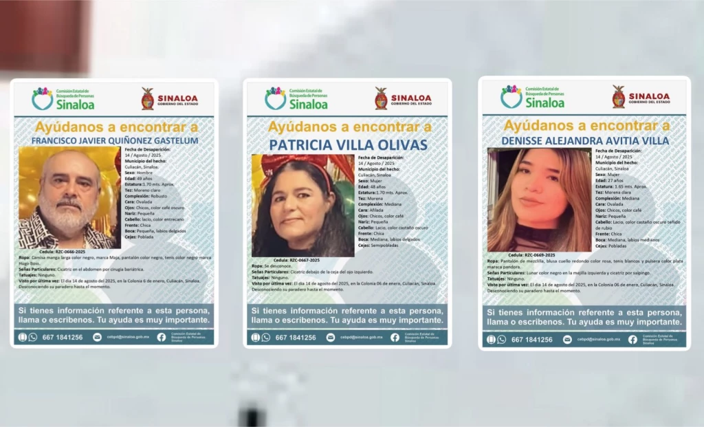 Buscan a pareja de esposos y sobrina privados de la libertad en Sinaloa