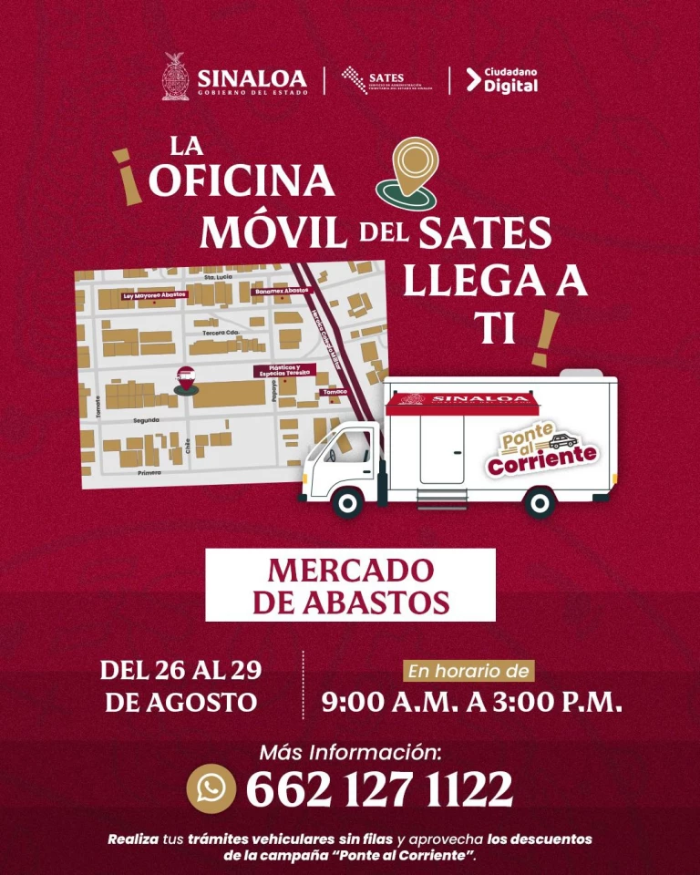 SATES habilita unidad móvil de recaudación en El Mercado de Abastos de Culiacán