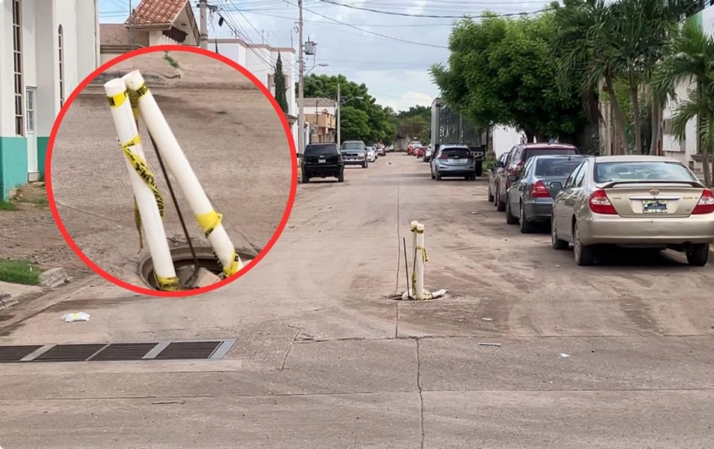 ¡Atención! Reportan vecinos de Los Cedros riesgosa alcantarilla abierta