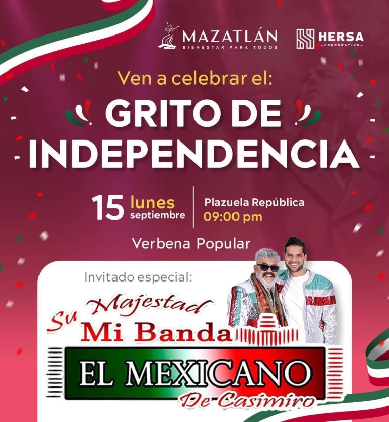 Mi Banda El Mexicano estará en el Grito de Independencia en Mazatlán