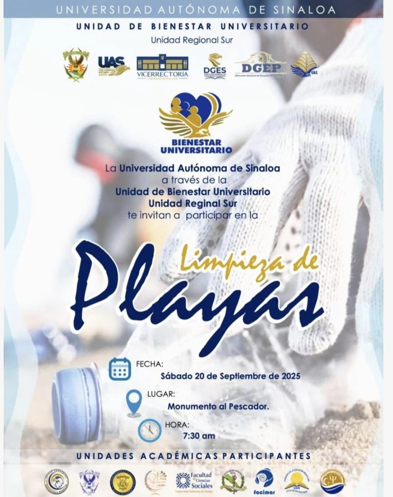 UAS URS invita a la comunidad a participar en la jornada de limpieza de playas mazatlecas