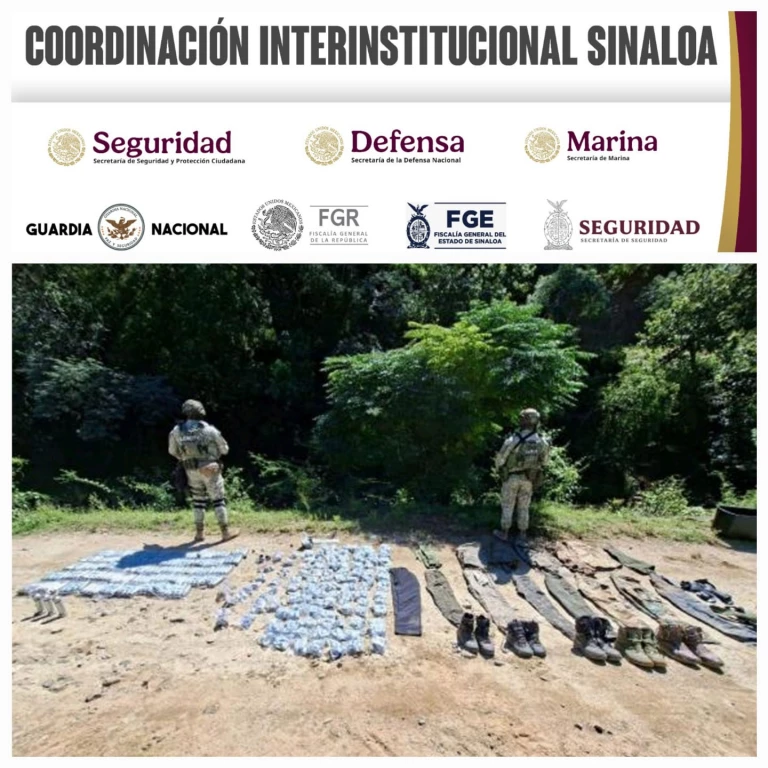 Grupo Interinstitucional localiza campamento y asegura armamento en Badiraguato