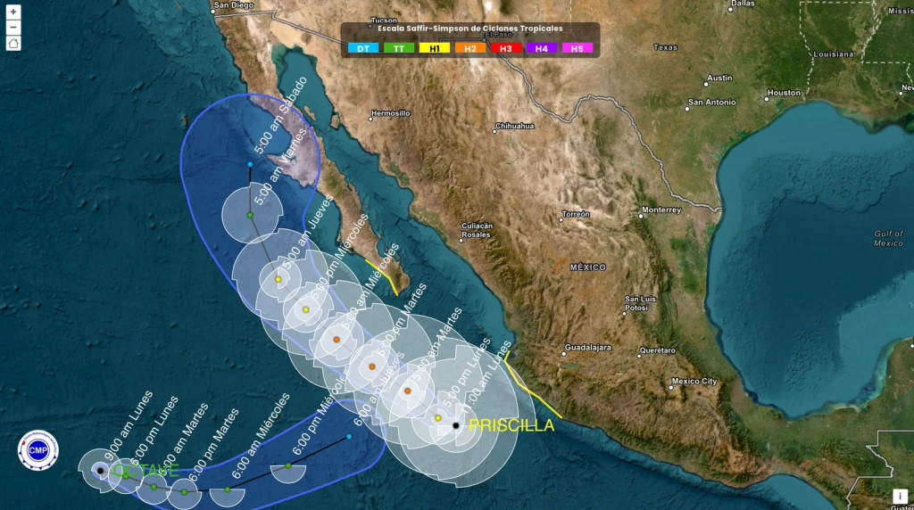 Sinaloa pronostica lluvias por huracán “Priscilla” hasta el día viernes