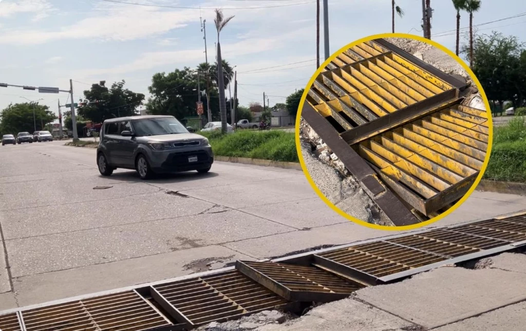 ¡Peligro! Denuncian boca de tormenta colapsada en bulevar Centenario