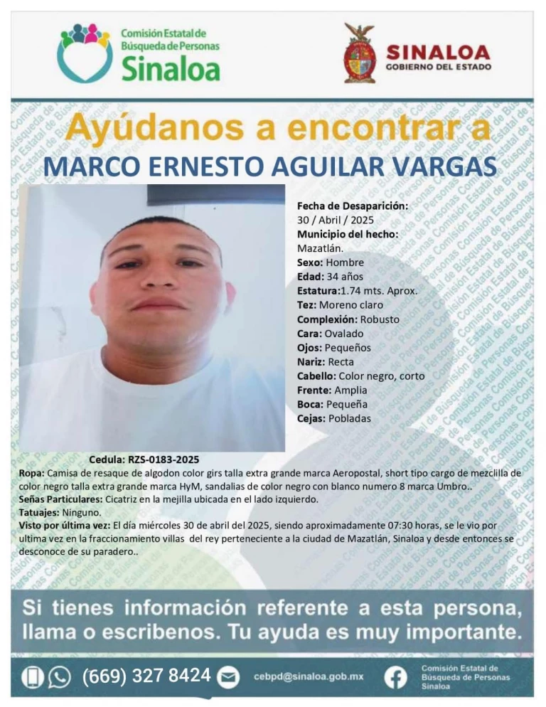 Buscan a Mario Ernesto desde hace casi 6 meses