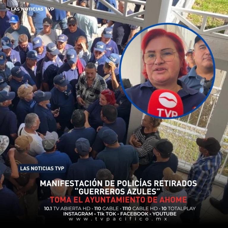 Manifestación de policías retirados toma el Ayuntamiento de Ahome